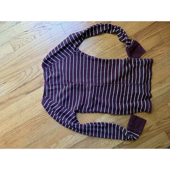 vtg ABERCROMBIE & FITCH striped y2k henley top S babydoll ribbed bella swan Lace - Picture 3 of 6